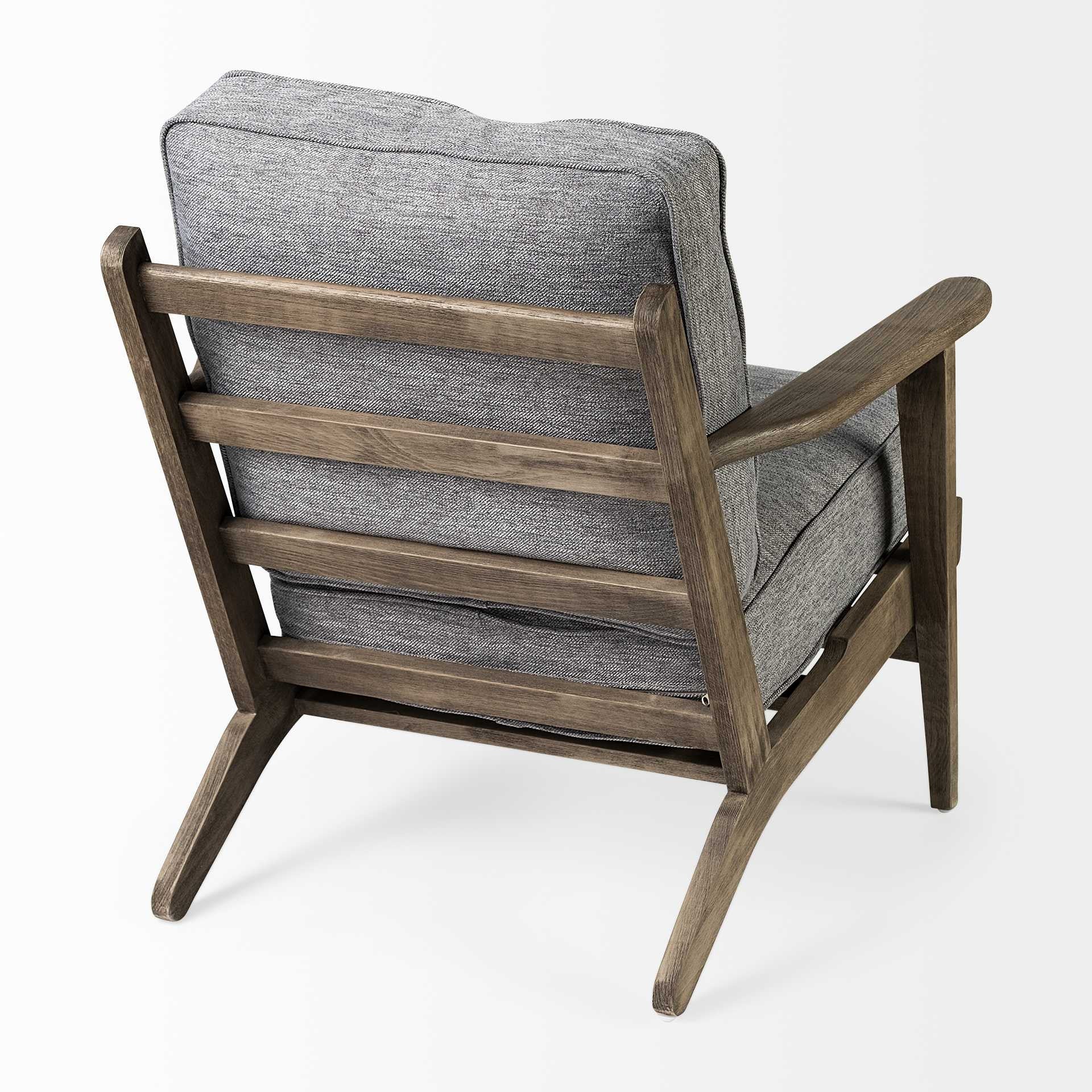 31" Gray and Brown Fabric Cushions And Wood Lounge Chair HomeRoots
