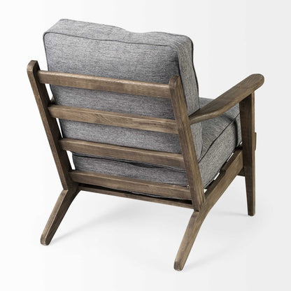 31" Gray and Brown Fabric Cushions And Wood Lounge Chair HomeRoots