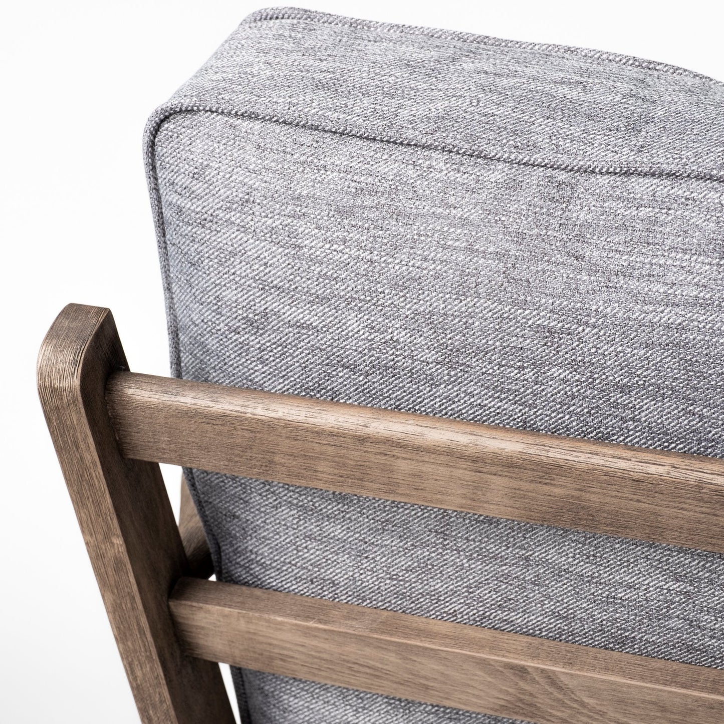 31" Gray and Brown Fabric Cushions And Wood Lounge Chair HomeRoots