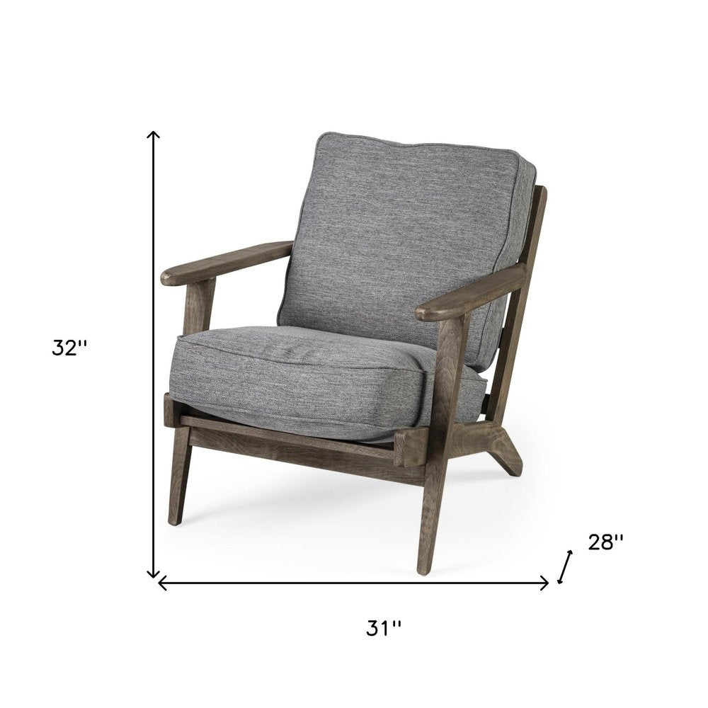 31" Gray and Brown Fabric Cushions And Wood Lounge Chair HomeRoots