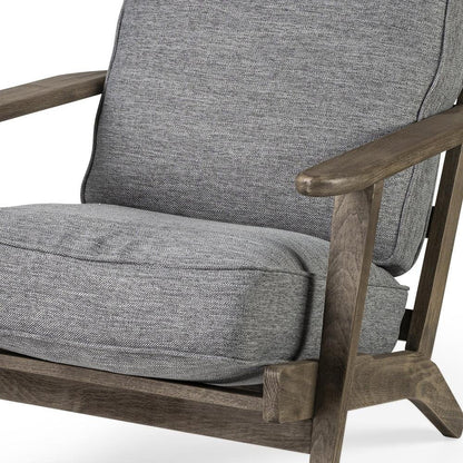 31" Gray and Brown Fabric Cushions And Wood Lounge Chair HomeRoots