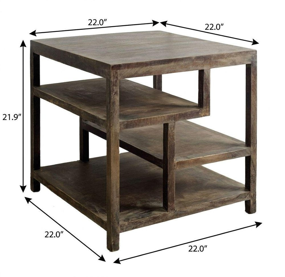 22" Natural Brown Solid Wood Square End Table HomeRoots