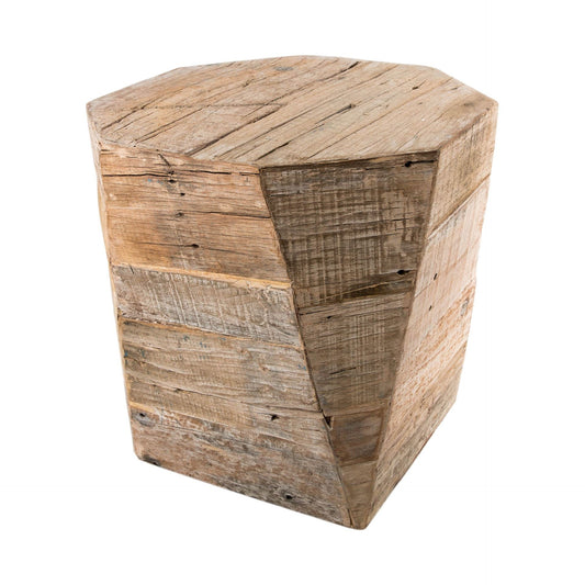 20" Brown Distressed Solid Wood Hexagonal Top Table HomeRoots
