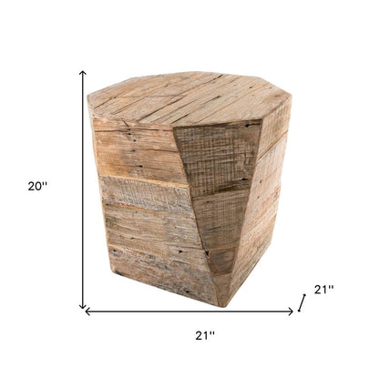 20" Brown Distressed Solid Wood Hexagonal Top Table HomeRoots