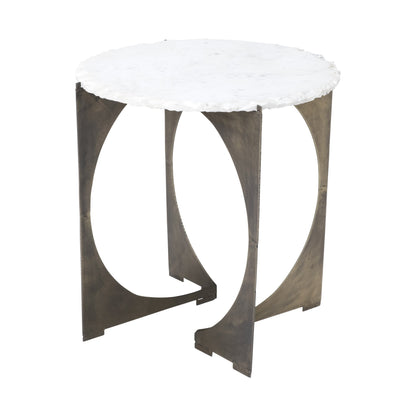 21" Brown And White Marble Round End Table HomeRoots