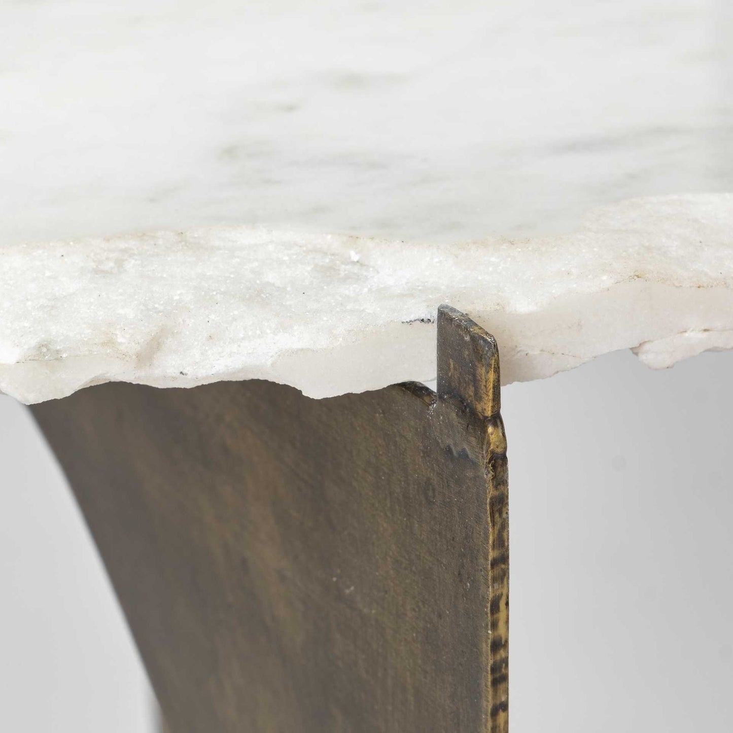 21" Brown And White Marble Round End Table HomeRoots