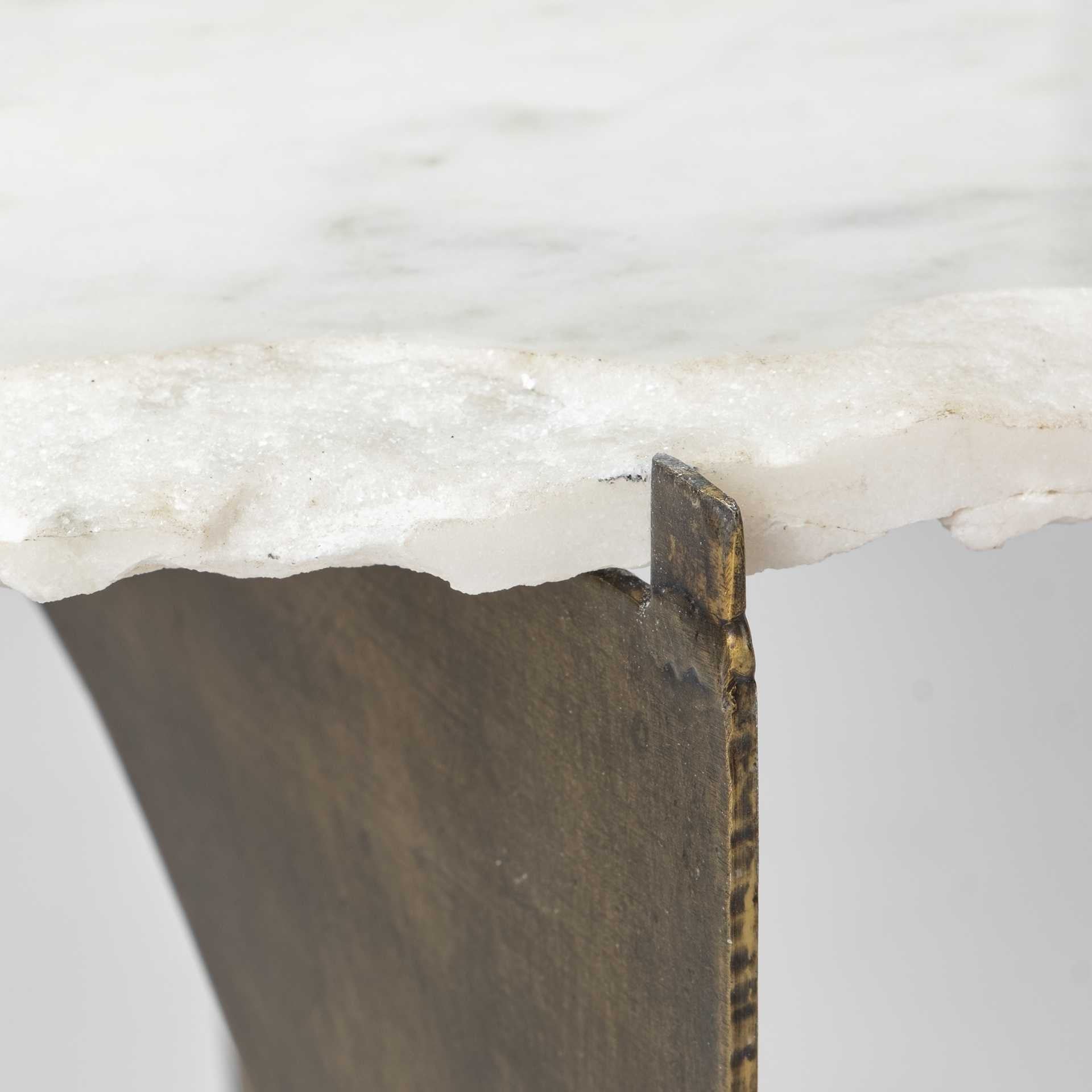 21" Brown And White Marble Round End Table HomeRoots