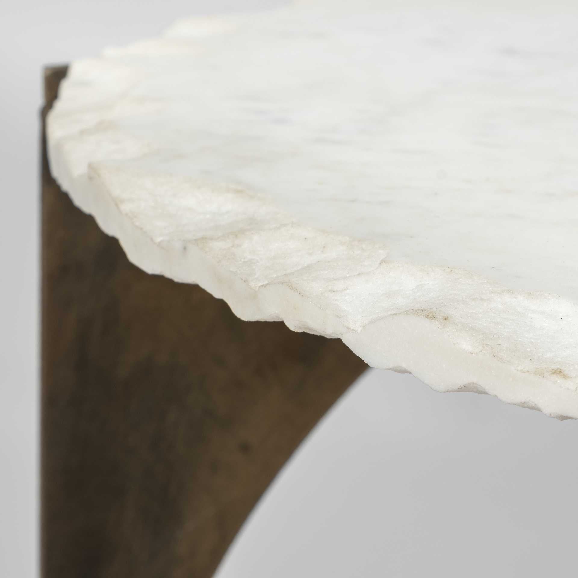 21" Brown And White Marble Round End Table HomeRoots