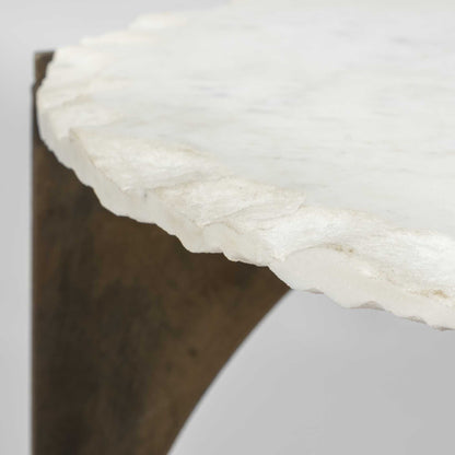 21" Brown And White Marble Round End Table HomeRoots