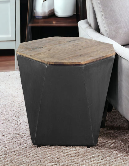 21" Black Solid Wood End Table