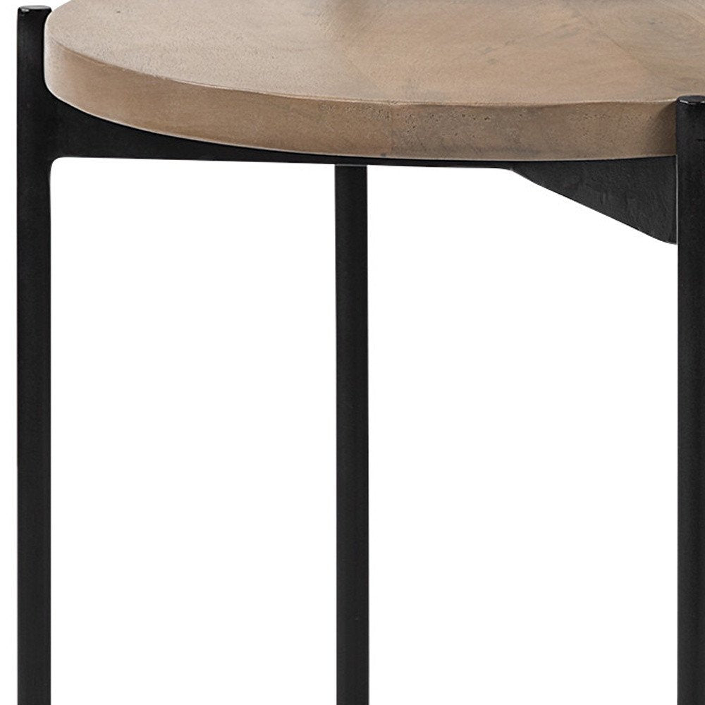 24" Brown And White Glass Round End Table HomeRoots