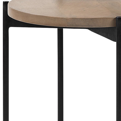 24" Brown And White Glass Round End Table HomeRoots