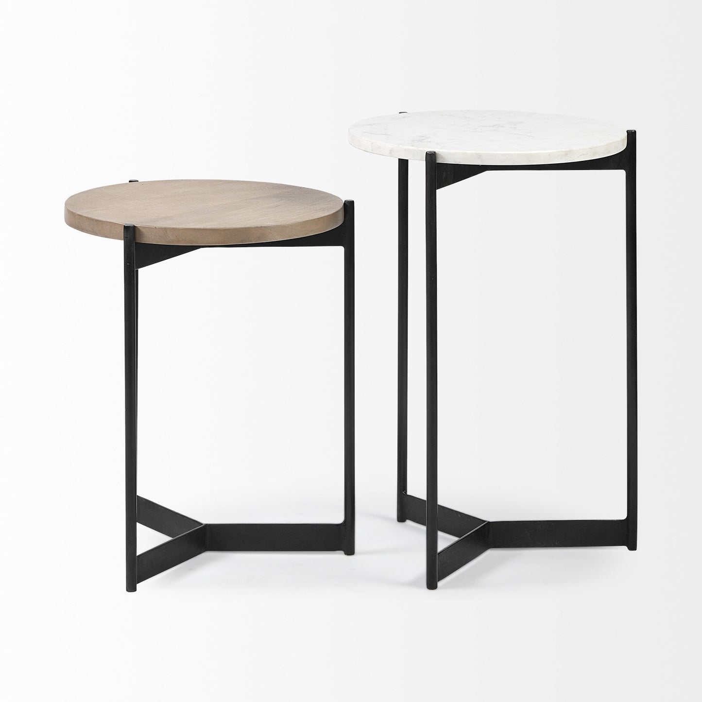 24" Brown And White Glass Round End Table HomeRoots