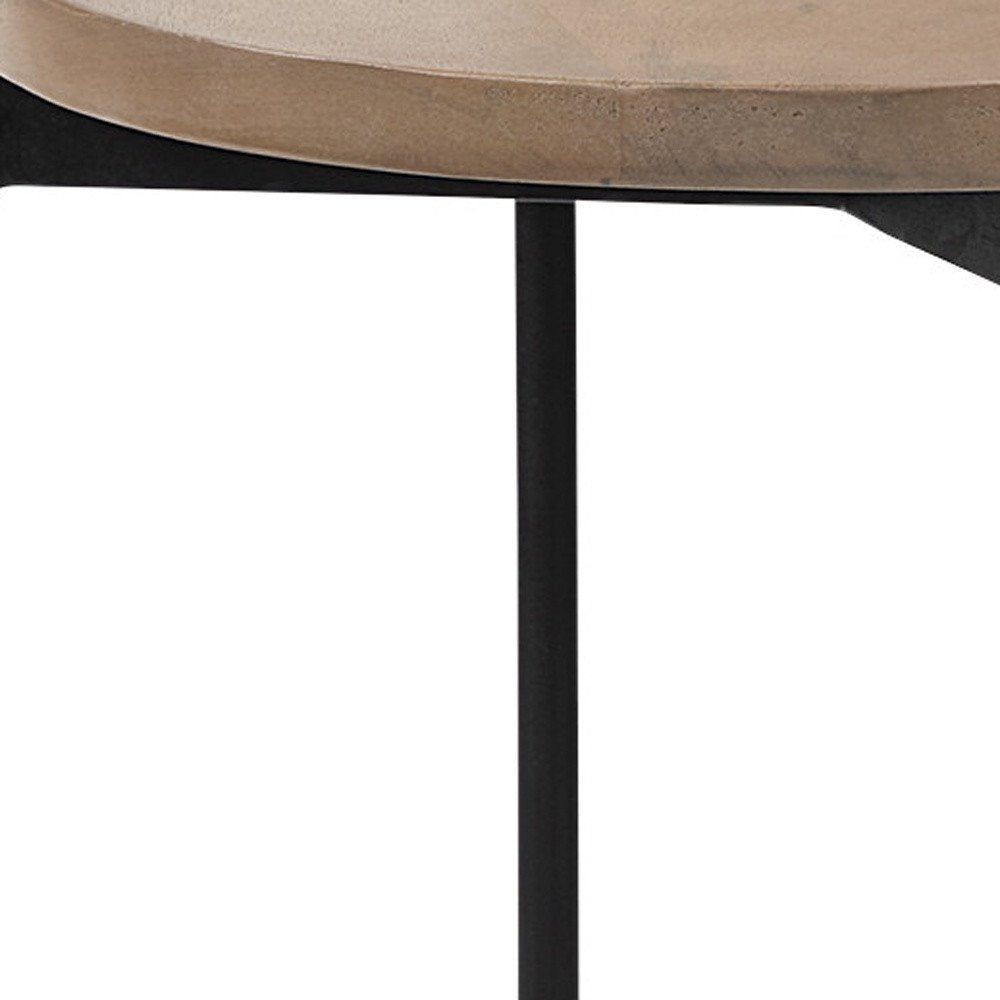 24" Brown And White Glass Round End Table HomeRoots
