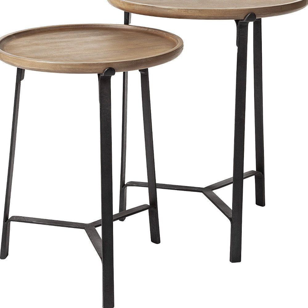 24" Brown Solid Wood Round End Table HomeRoots