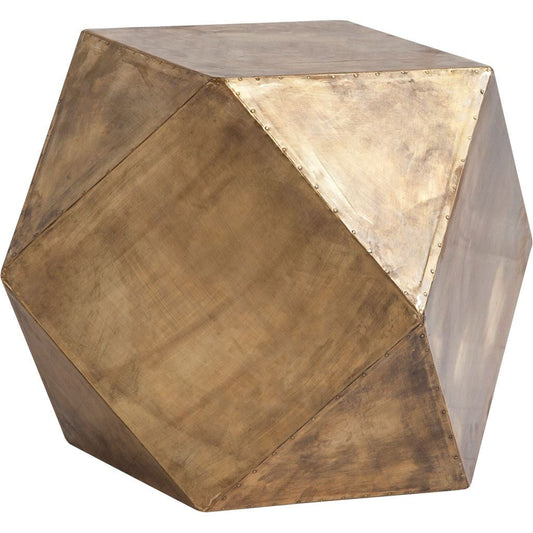 19" Brass Distressed Brass Square Block End Table HomeRoots