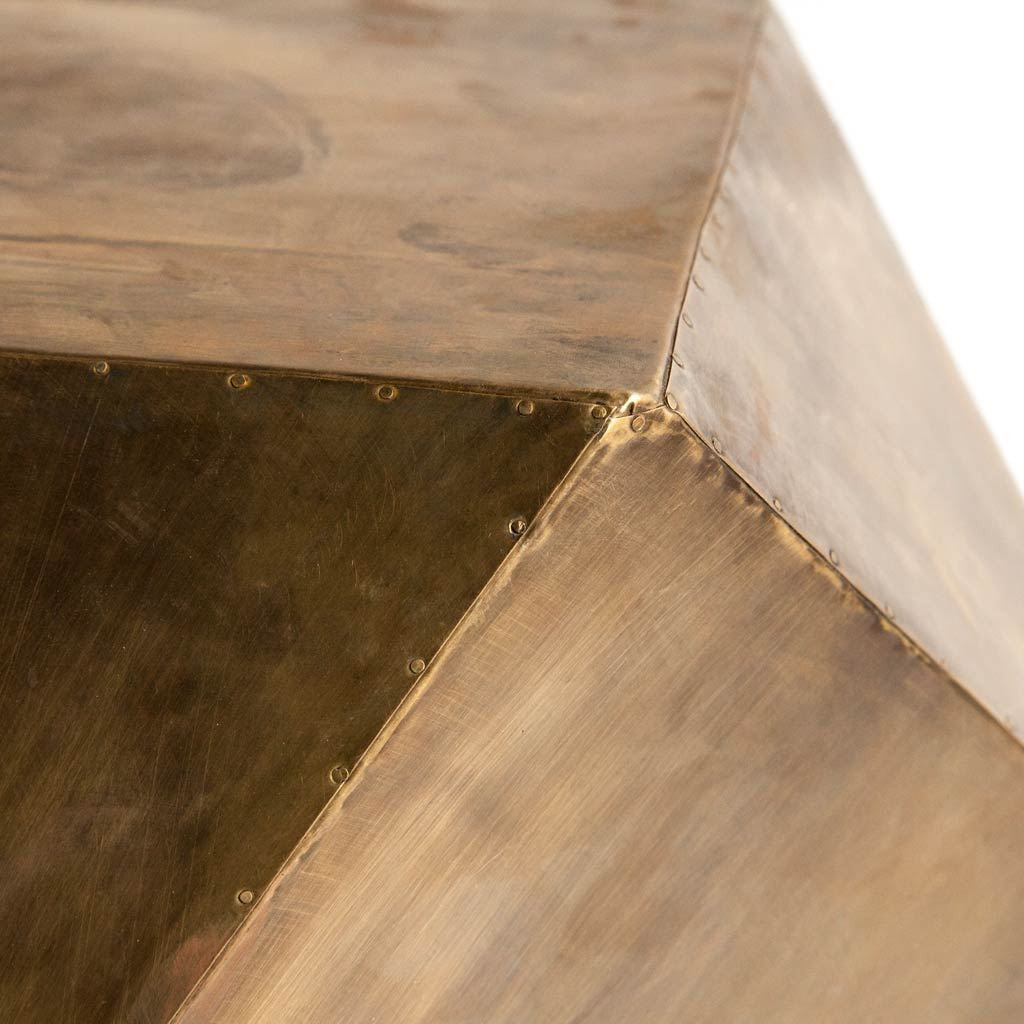19" Brass Distressed Brass Square Block End Table HomeRoots