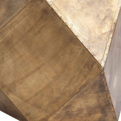 19" Brass Distressed Brass Square Block End Table HomeRoots