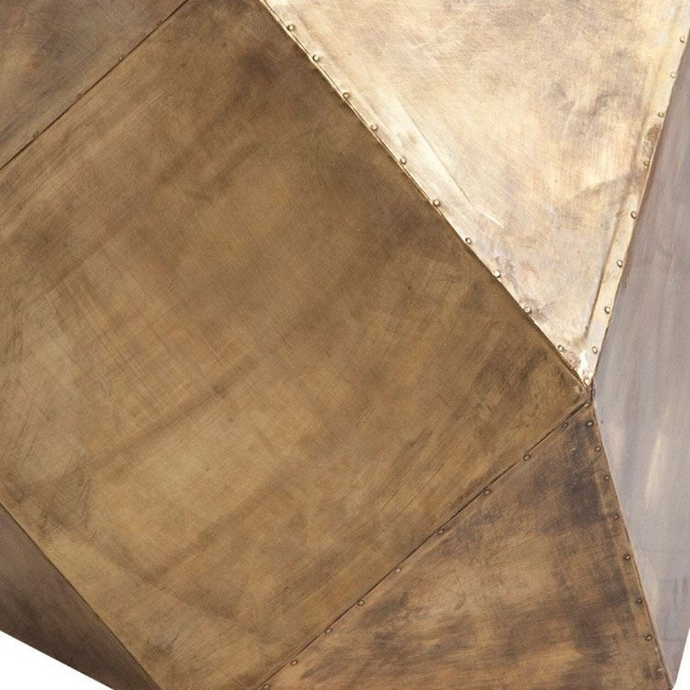19" Brass Distressed Brass Square Block End Table HomeRoots