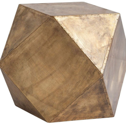 19" Brass Distressed Brass Square Block End Table HomeRoots