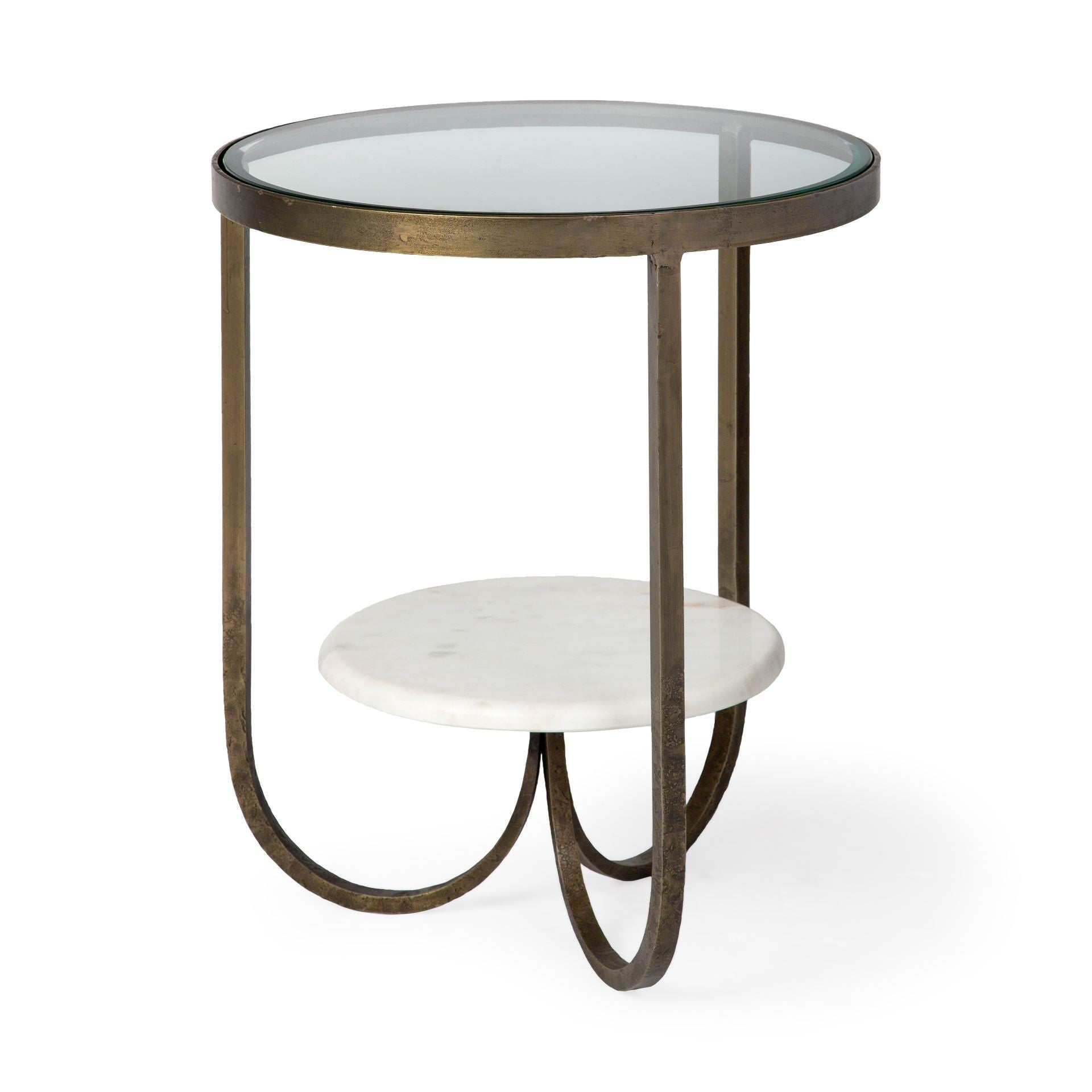24" White Glass Round End Table HomeRoots