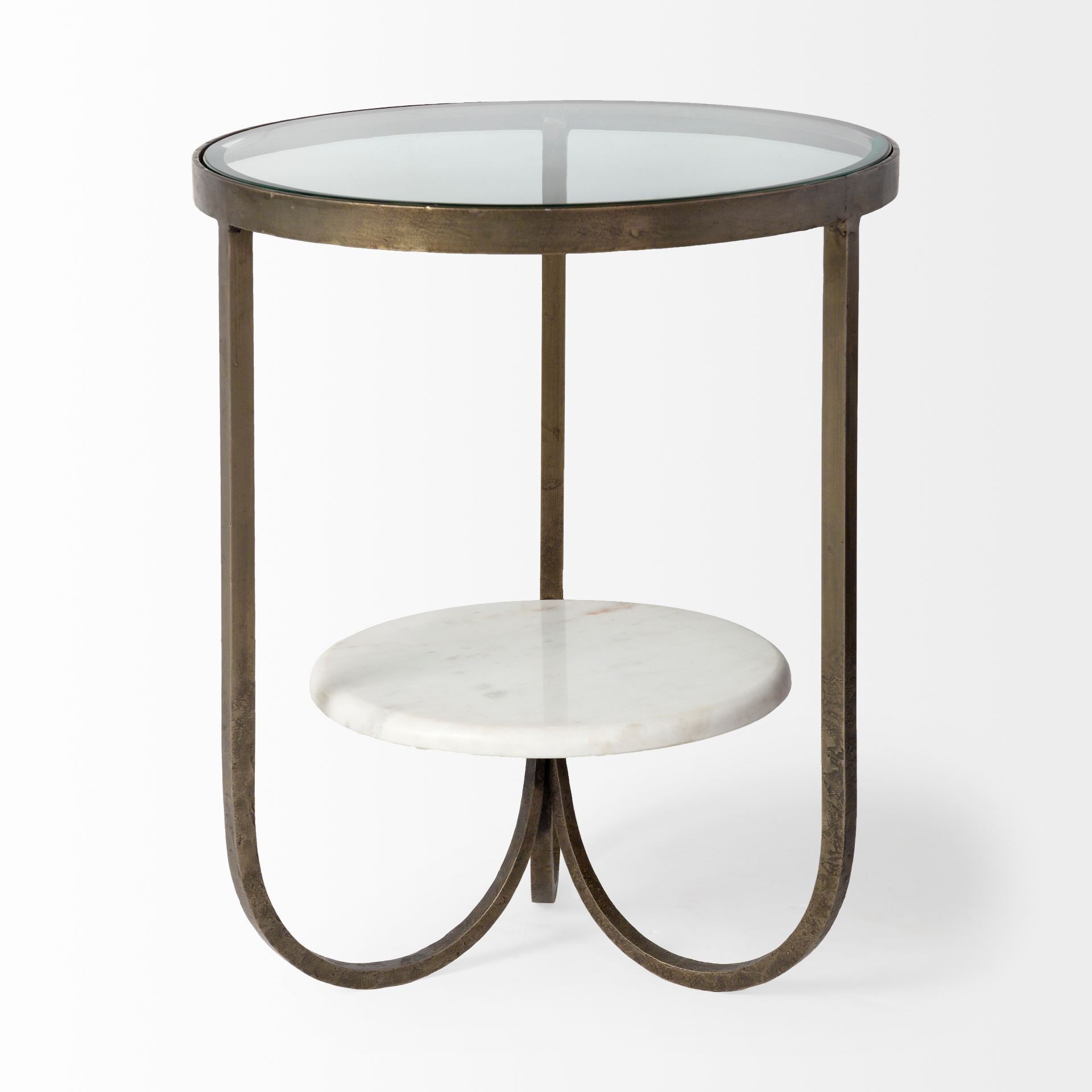 24" White Glass Round End Table HomeRoots