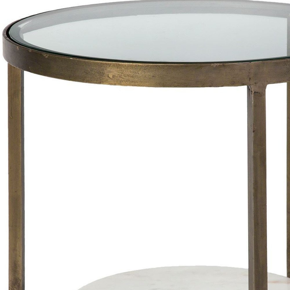 24" White Glass Round End Table HomeRoots