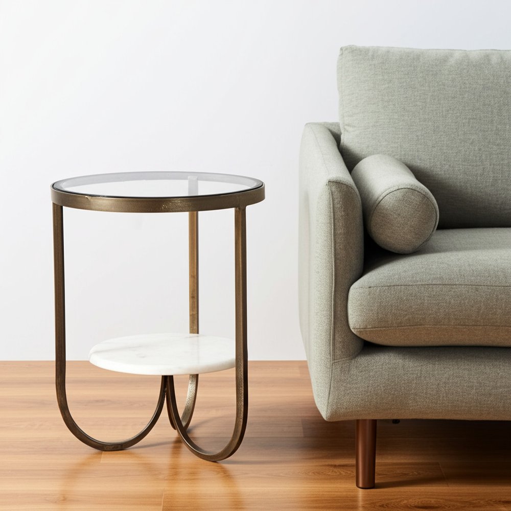 24" White Glass Round End Table HomeRoots