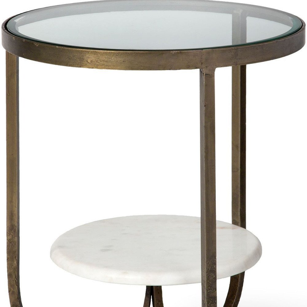 24" White Glass Round End Table HomeRoots