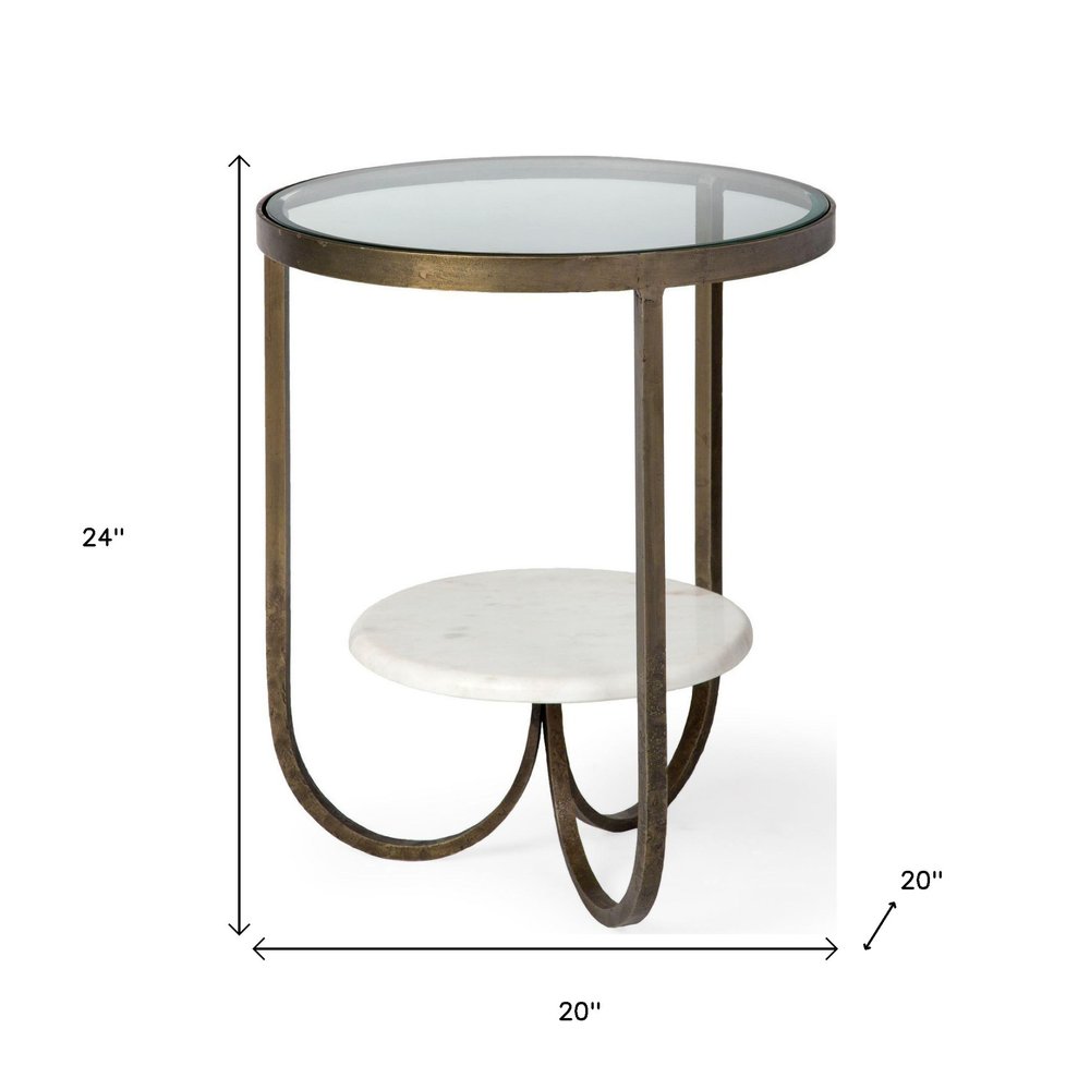 24" White Glass Round End Table HomeRoots