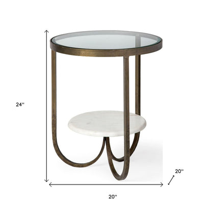 24" White Glass Round End Table HomeRoots