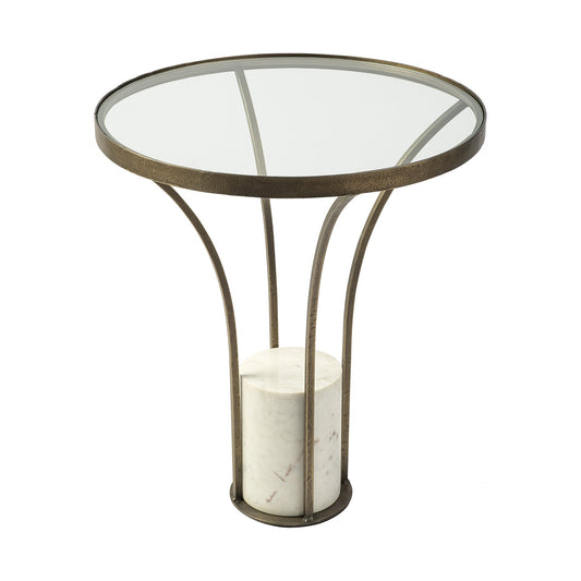 24" Black And White Glass Round End Table HomeRoots