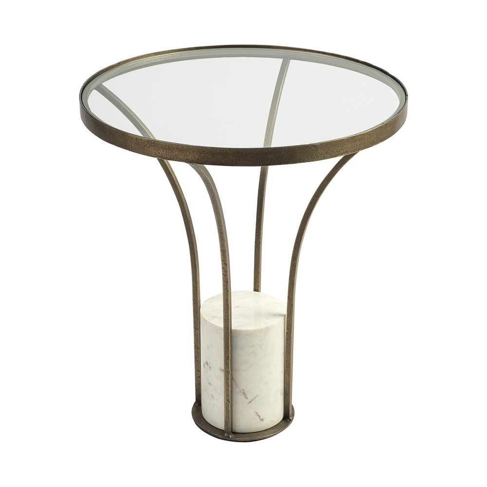 24" Black And White Glass Round End Table HomeRoots