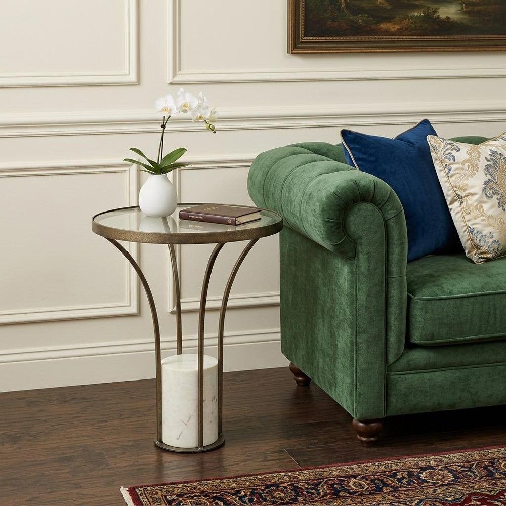 24" Black And White Glass Round End Table HomeRoots