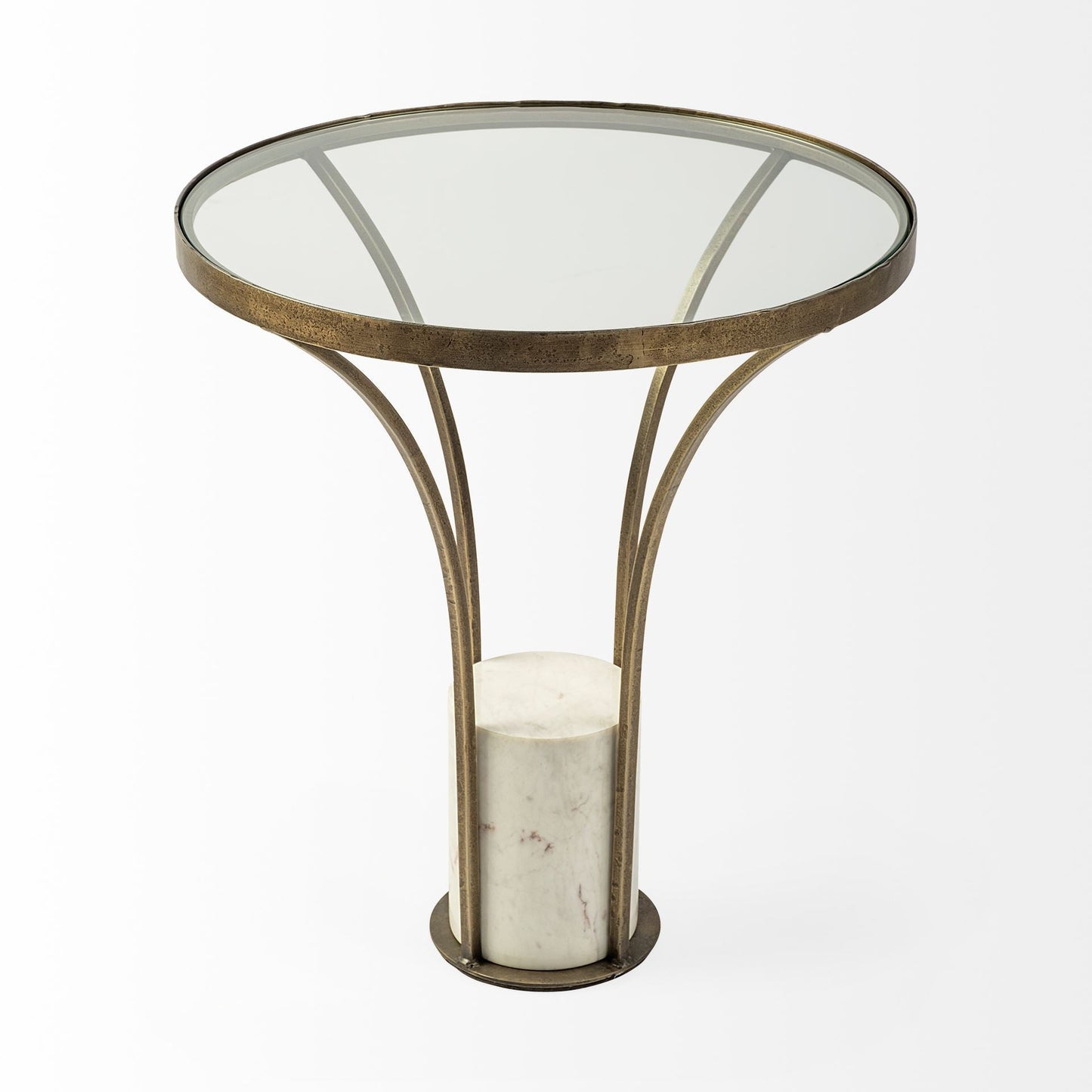 24" Black And White Glass Round End Table HomeRoots