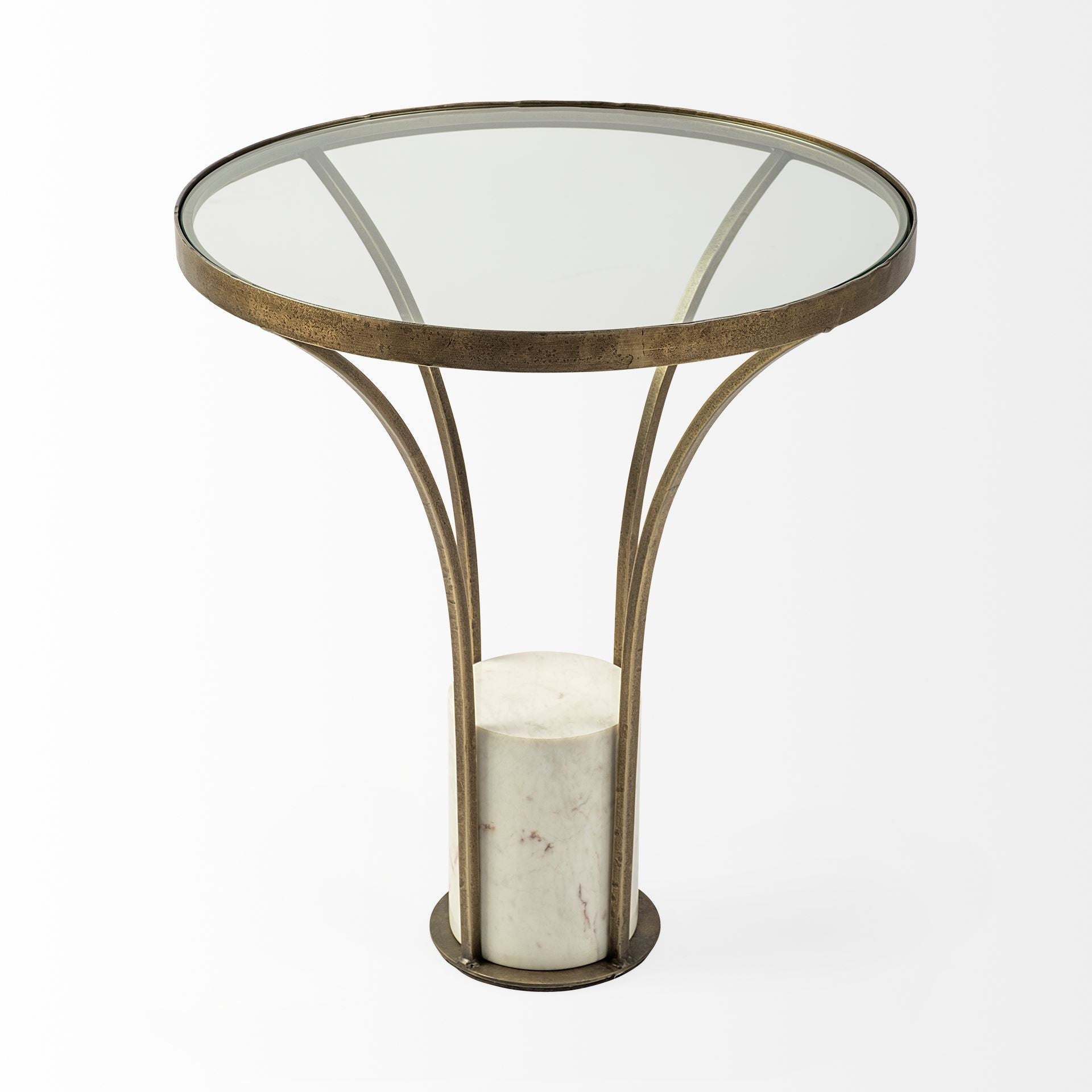 24" Black And White Glass Round End Table HomeRoots