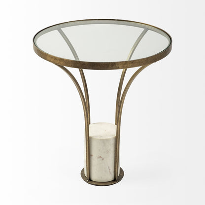 24" Black And White Glass Round End Table HomeRoots