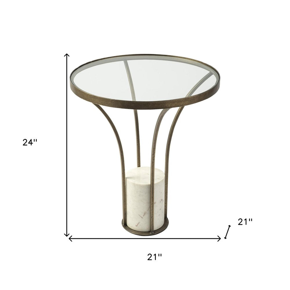 24" Black And White Glass Round End Table HomeRoots