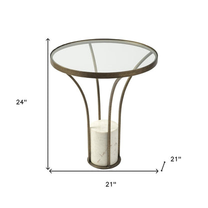 24" Black And White Glass Round End Table HomeRoots
