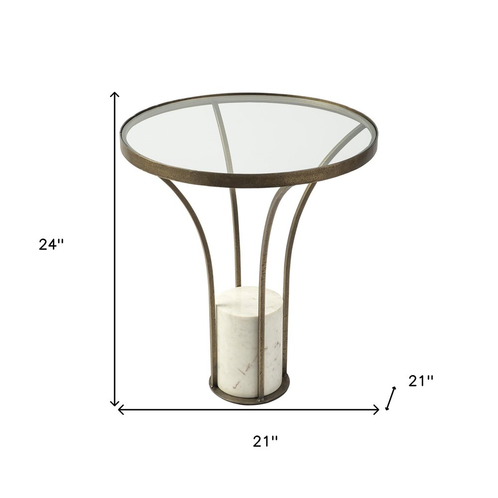 24" Black And White Glass Round End Table — view 7