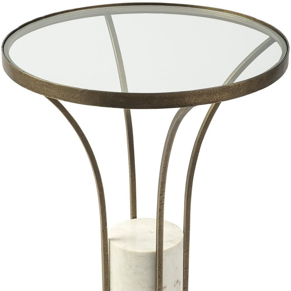 24" Black And White Glass Round End Table HomeRoots