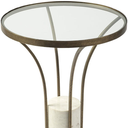 24" Black And White Glass Round End Table HomeRoots