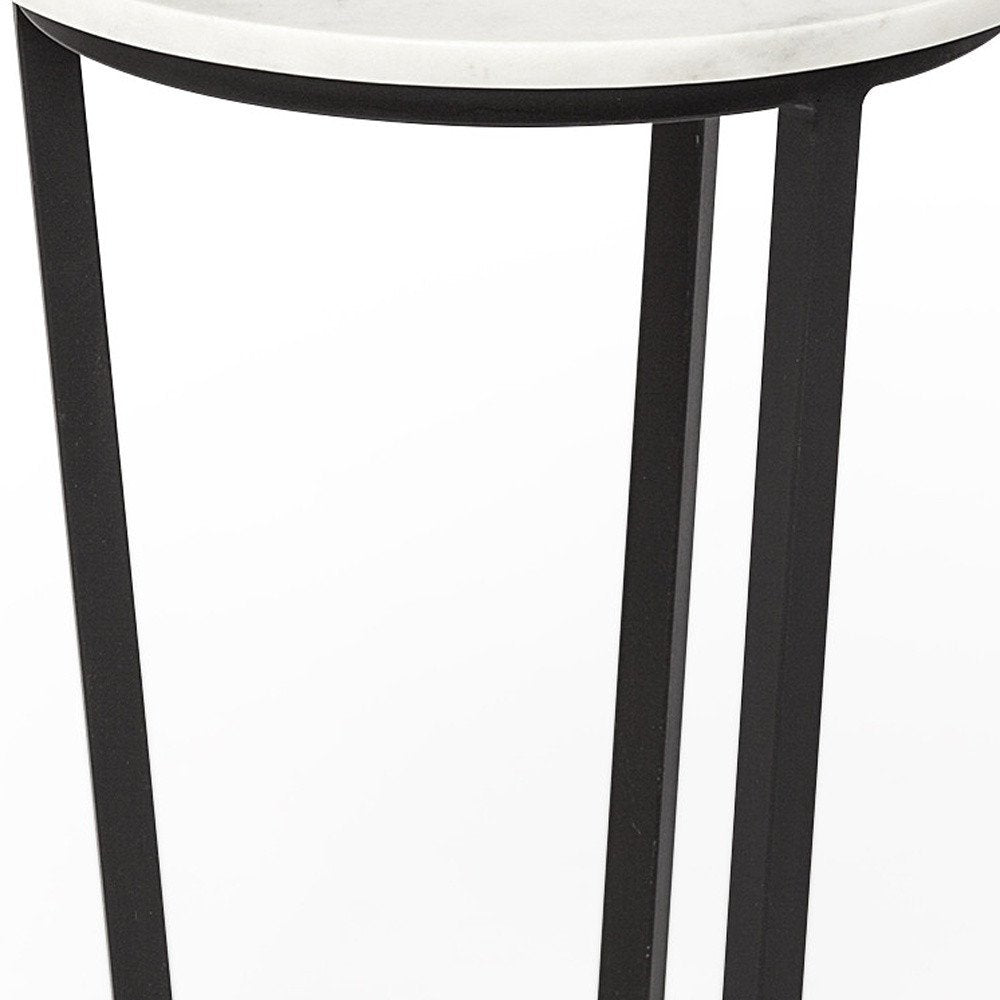 21" Black And White Marble Round End Table HomeRoots