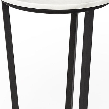 21" Black And White Marble Round End Table HomeRoots