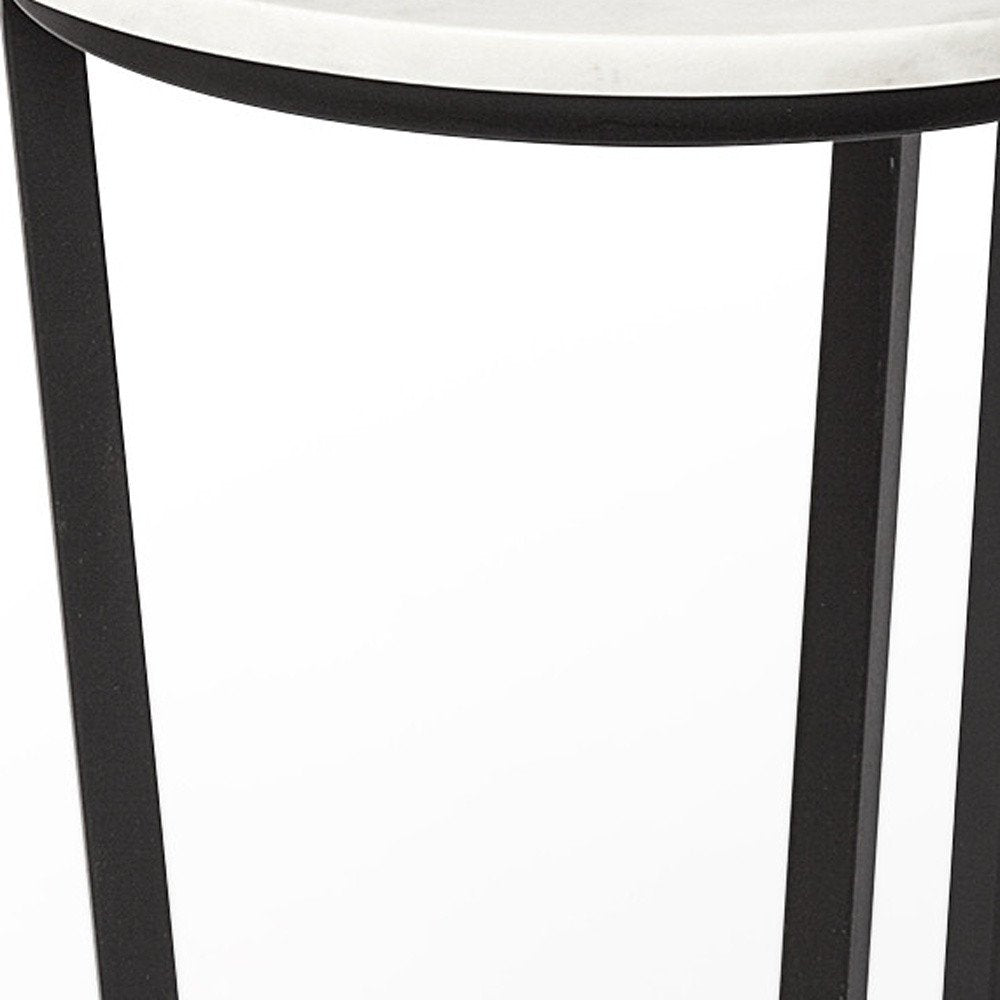 21" Black And White Marble Round End Table HomeRoots