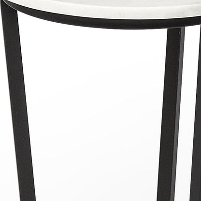 21" Black And White Marble Round End Table HomeRoots