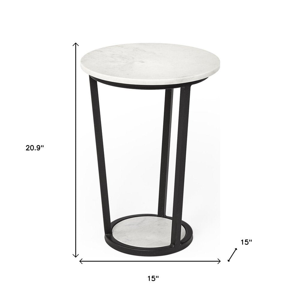 21" Black And White Marble Round End Table HomeRoots