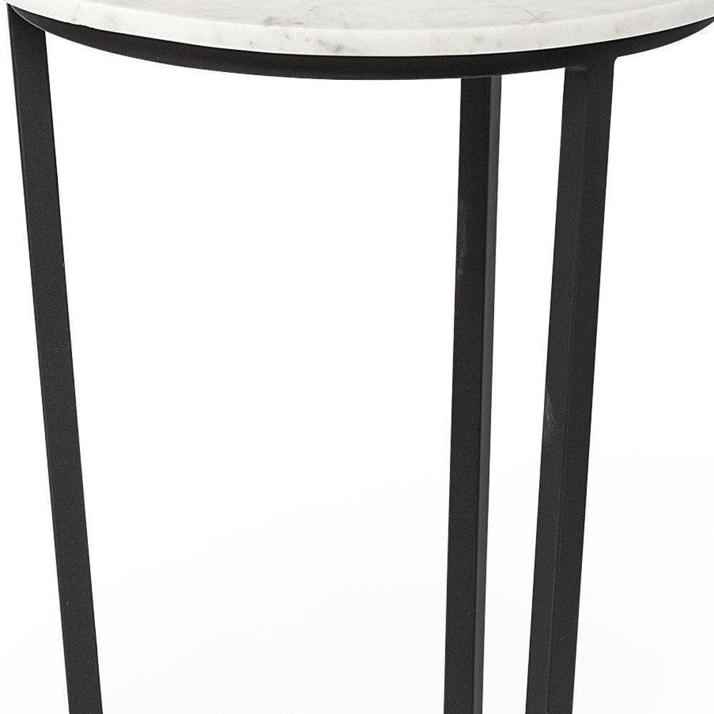 25" Black And White Marble End Table HomeRoots