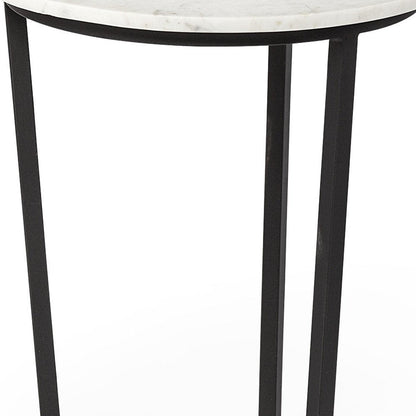 25" Black And White Marble End Table HomeRoots