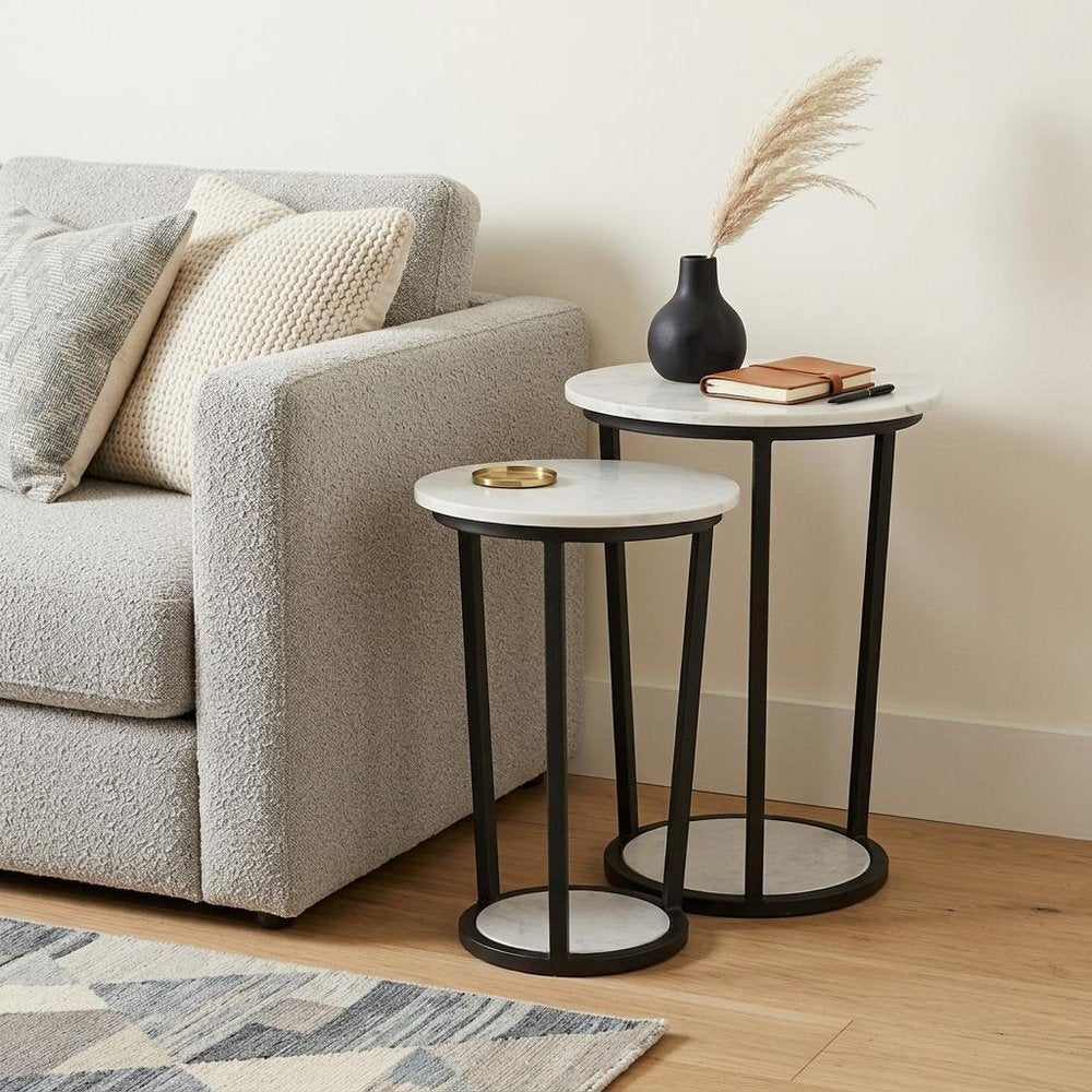 25" Black And White Marble End Table HomeRoots